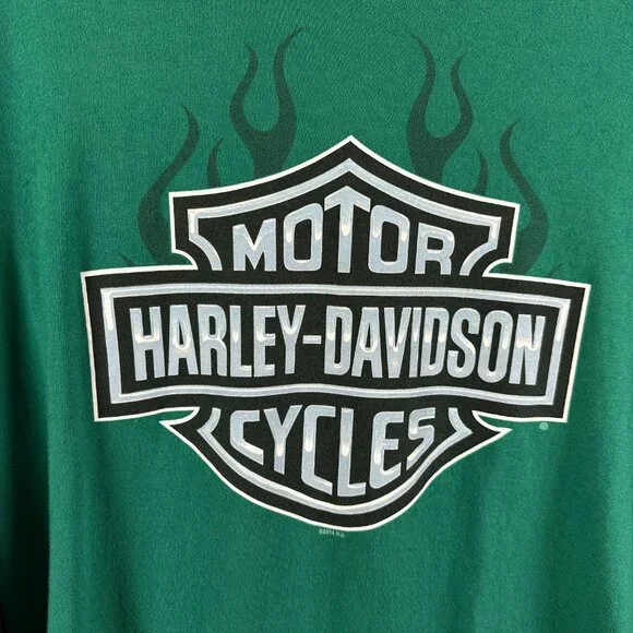 Y2K Harley-Davidson Classic Motorcycles Fire Flames Long Sleeve T-Shirt Adult XL - Picture 2 of 6